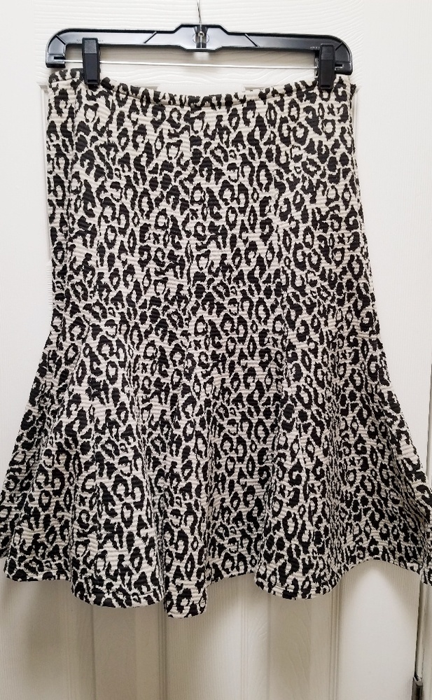 Leopard-print, a-line, paneled skirt